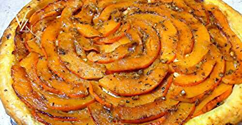 Tatin de potimarron, chèvre, pignons et miel