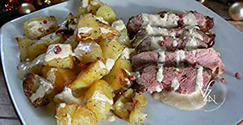 Magret de canard sauce au foie gras, pommes de terre