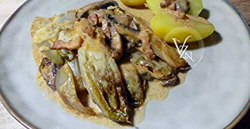 Poêlée d’endives crémeuses aux champignons