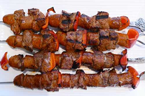 Brochettes de bœuf et de chorizo et aux deux paprikas