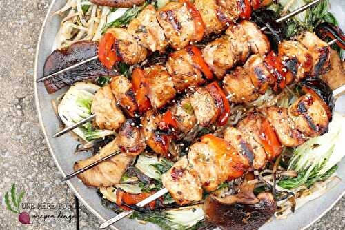 Brochettes de poulet à l’orientale avec ses légumes