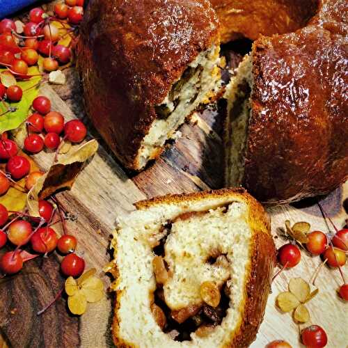 Gâteau brioché aux pommes, raisins et épices (ou au chocolat, à vous de décider !)