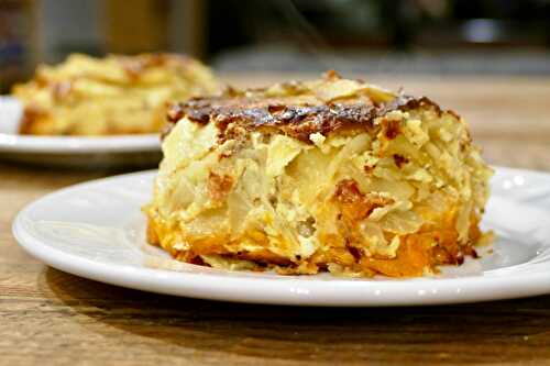 Gratin renversé de fenouil, patate douce et pomme de terre