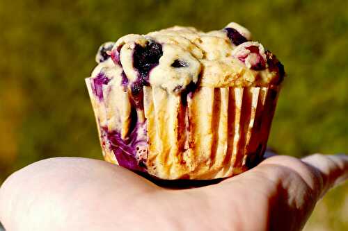 Muffins aux bananes et bleuets réduits en sucre