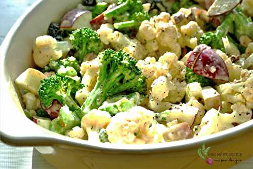 Salade bien crémeuse de brocoli et de chou-fleur