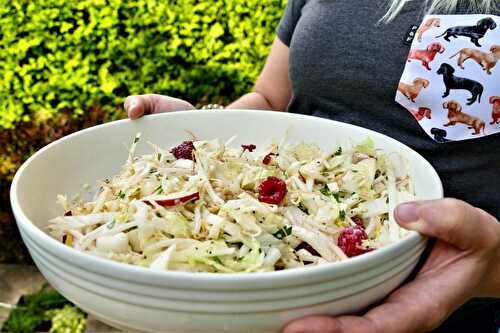 Salade de chou nappa, de fèves germées et de framboises