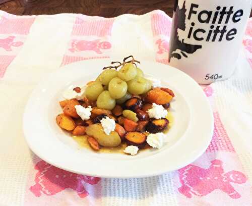 Salade tiède de carottes et de raisins rôtis