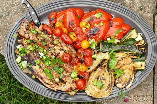 Steak de filet de porc au balsamique avec légumes grillés