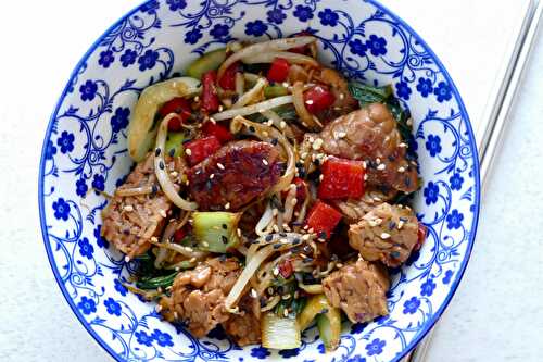 Tempeh mariné et sauté aux légumes