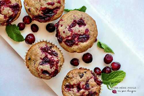 Muffins aux canneberges, pépites de chocolat noir et sarrasin