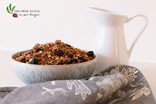 Granola aux deux quinoas, graines de chia et de chanvre et noix