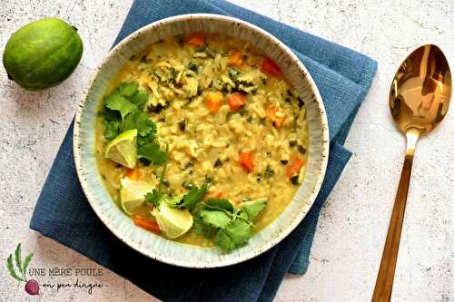 Soupe aux riz, lentilles et lait de noix de coco