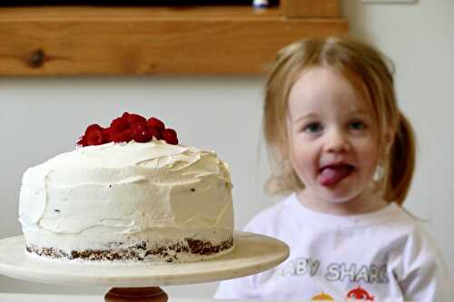 Gâteau aux framboises et aux pépites de chocolat