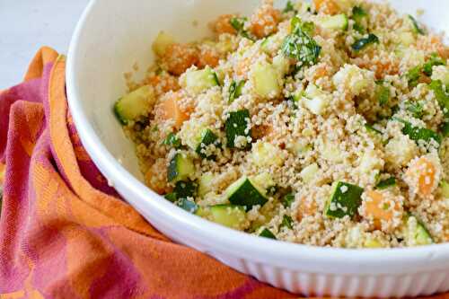 Salade de couscous, courgette, et cantaloup