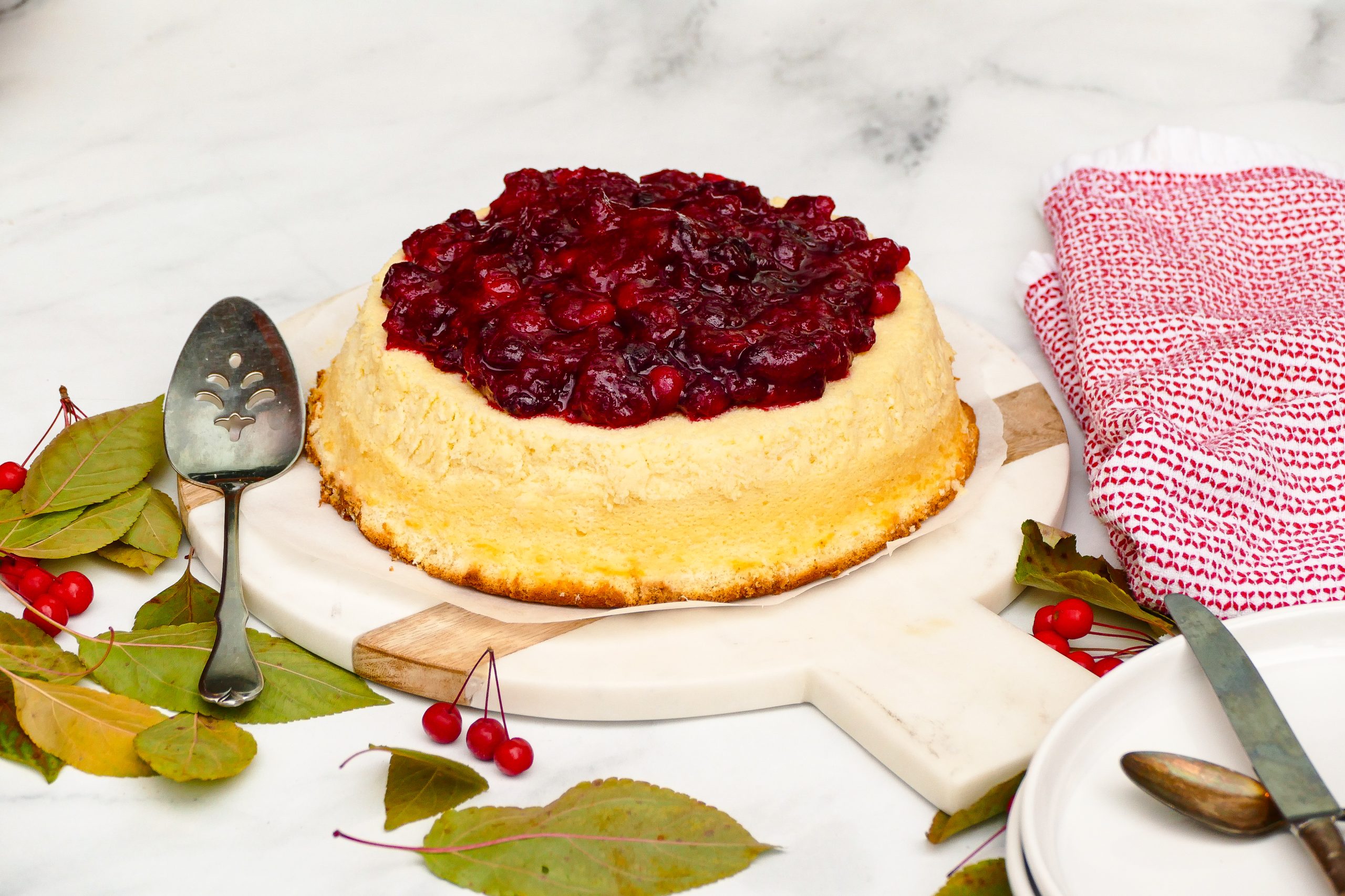 Gâteau japonais au fromage et aux canneberges