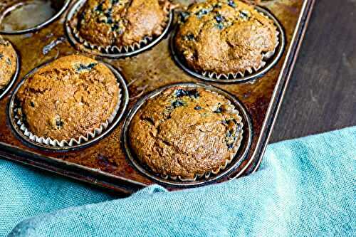 Muffins de Camille aux bleuets, sirop d’érable et PVT