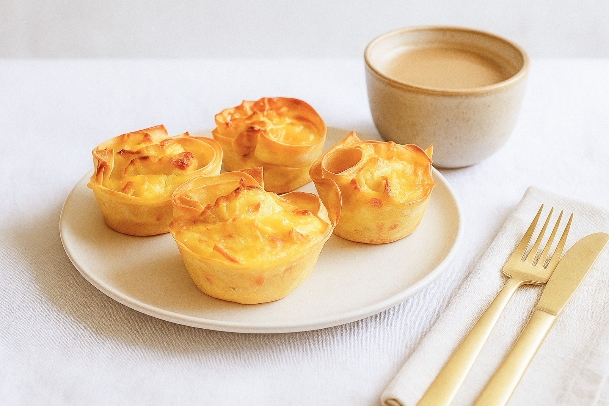 Coupelles de tortillas aux œufs et fromage cottage