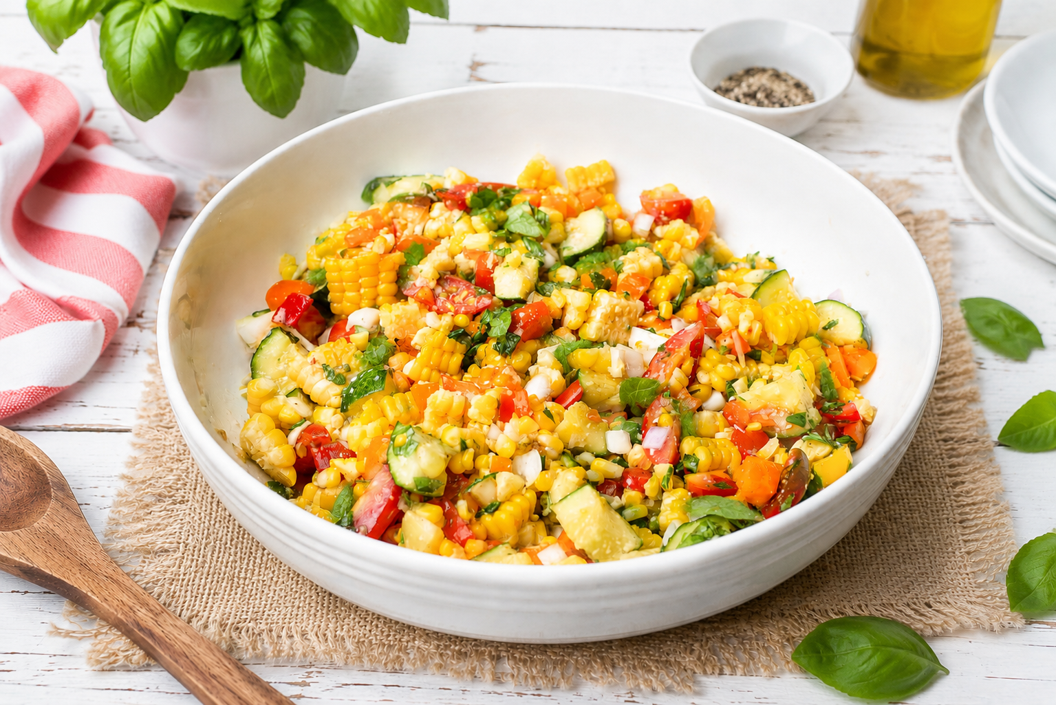 Salade de maïs au basilic
