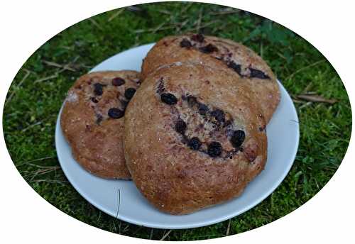 Briochette à la farine semi-complète, crème pâtissière au cacao & raisins secs