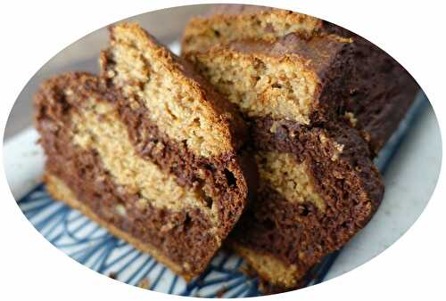 Cake marbré banane, chocolat & cacahuète