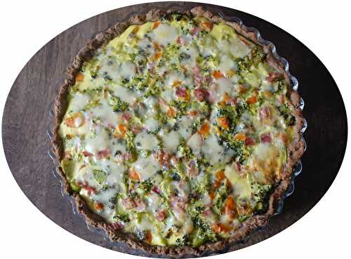 Quiche brocolis, carottes, jambon & roquefort - IG Bas