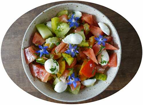Salade estivale aux tomates, pastèques & mozzarella
