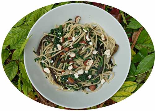 Spaghettis aux épinards, algues & noisettes - IG Bas