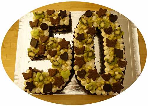Number cake chocolat, kiwi & ganache chocolat blanc - vanille