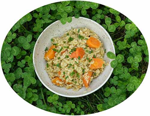 Riz complet comme un risotto végétalien, carottes & ciboulette - IG Bas