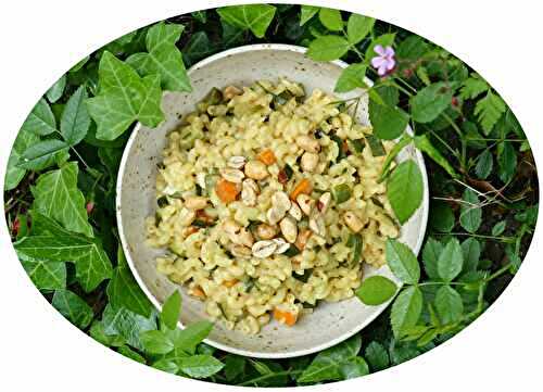 Coquillettes façon risotto végétalien aux courgettes & carottes 
