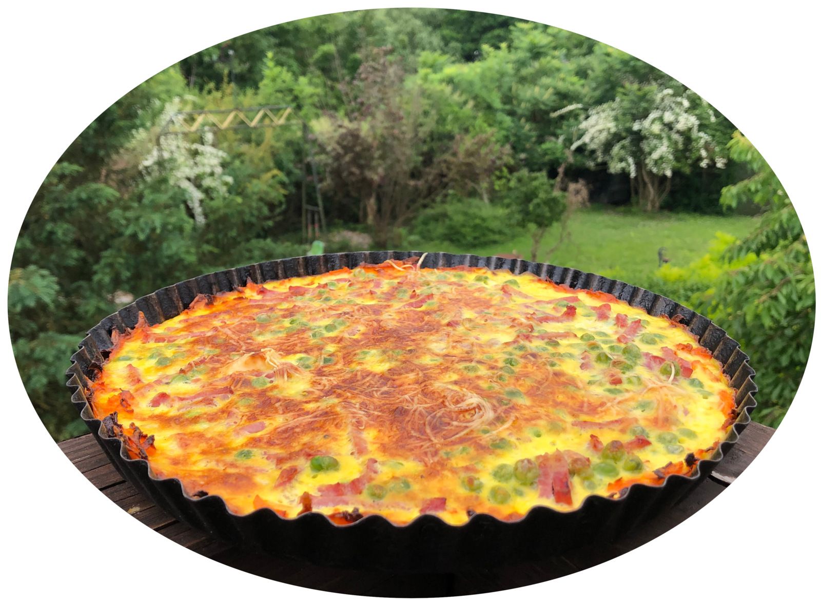 Quiche carottes, petits pois & lardons - IG Bas/ modéré