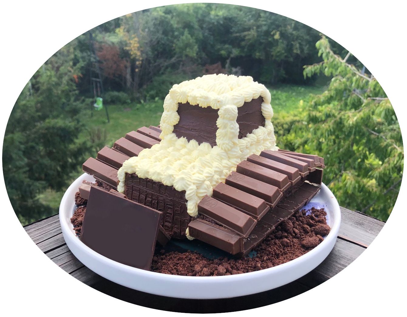 Gateau bulldozer à la farine semi-complète, ganache mascarpone à la vanille