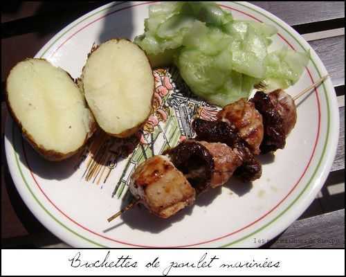 Brochettes de poulet marinées