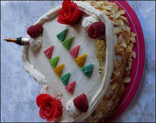 Gateau a la framboise et crème mascarpone a la vanille