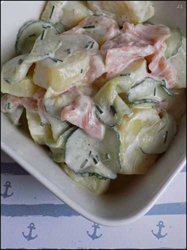 Salade de pommes de terre au saumon et concombre