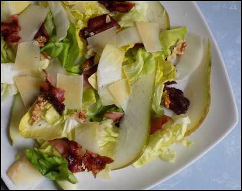 Salade lard poire endives