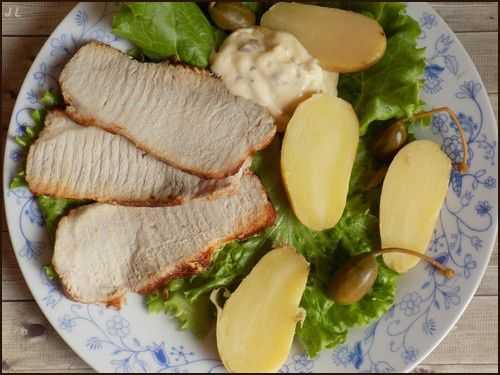Salade tiède au porc sauce aux anchois  - Une toquée en cuisine