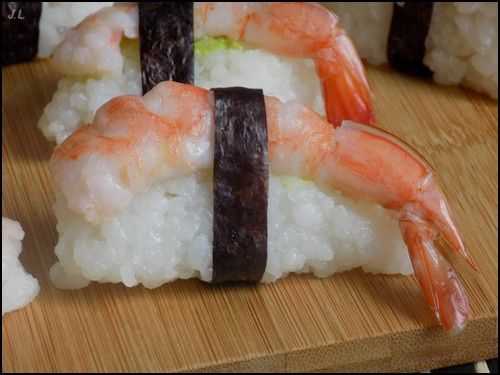 Sushis crevettes wasabi