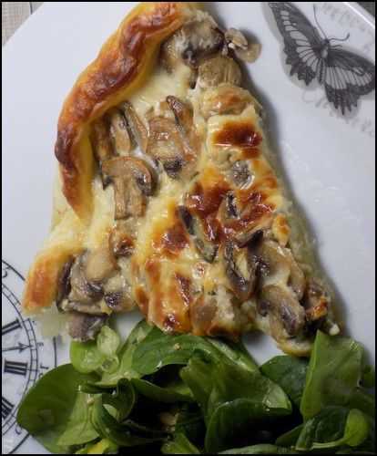 Tarte aux champignons et fourme d'ambert