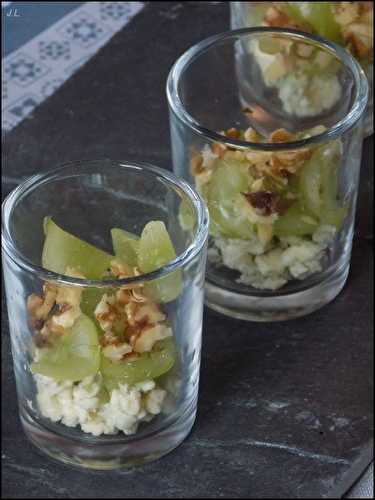 Verrine gorgonzola raisins