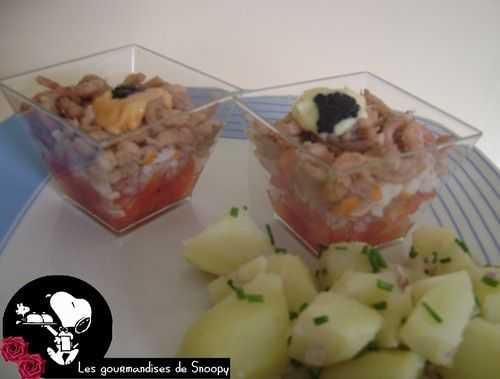 Verrines façon tomates crevettes