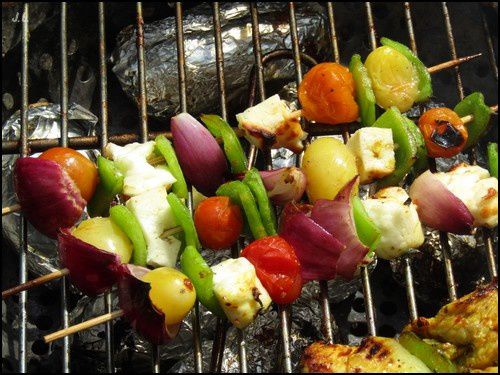 Brochettes de légumes au Halloumi 