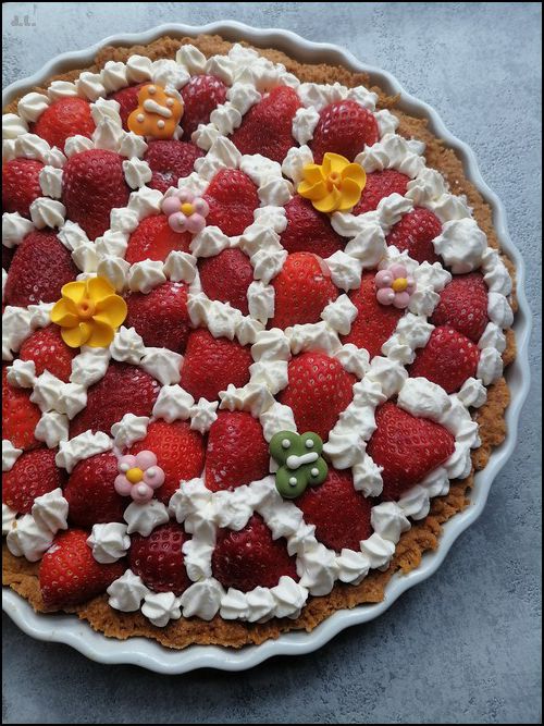 Tarte aux fraises, ganache au chocolat blanc 