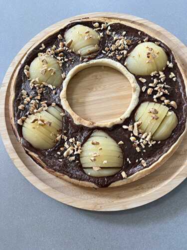 TARTE POIRES CHOCOLAT CACAHUETES