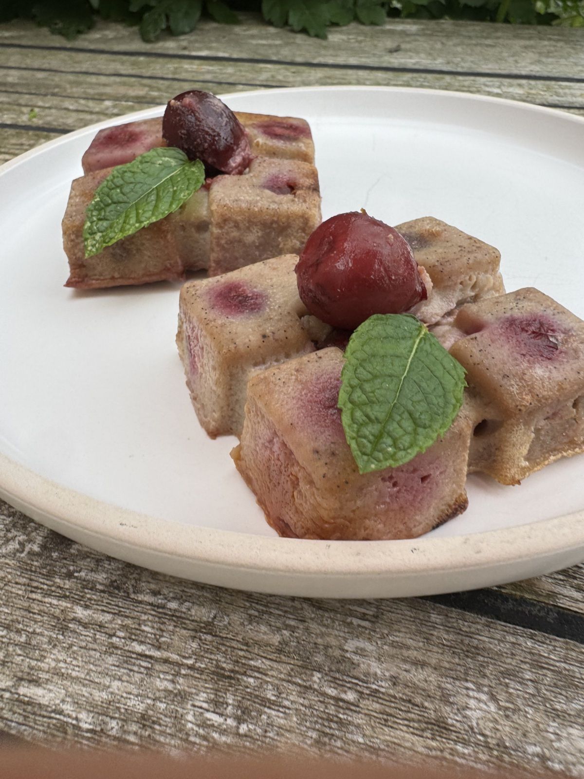 CLAFOUTIS CARRES GOURMANDS CERISES CHATAIGNES