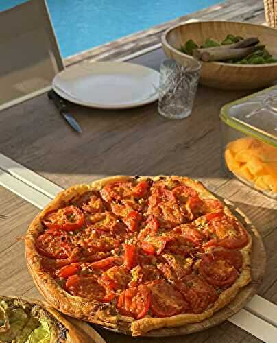 TARTE TOMATES MOUTARDE A L'ANCIENNE THON CHEDDAR