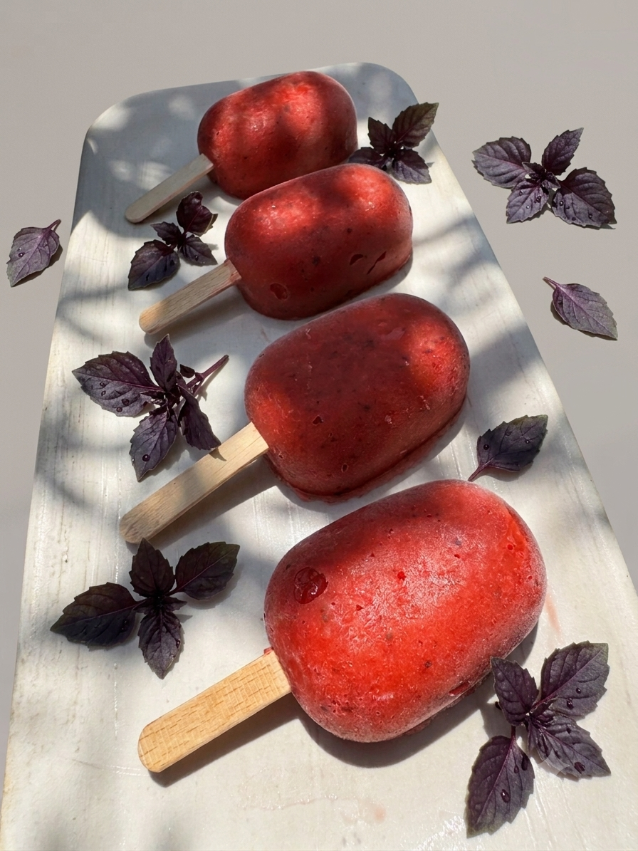 🍓 Mini magnums sorbet fraise & basilic 🌿