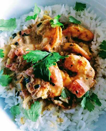 Crevettes au curry et coco