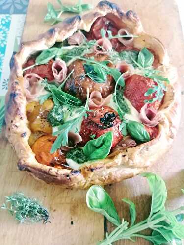 Tarte rustique aux tomates anciennes et bufala