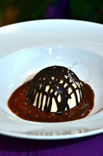 Pana cotta au caranougat dans sa cage en chocolat et coulis au carambar - Vanish Délices : recettes & test de produits